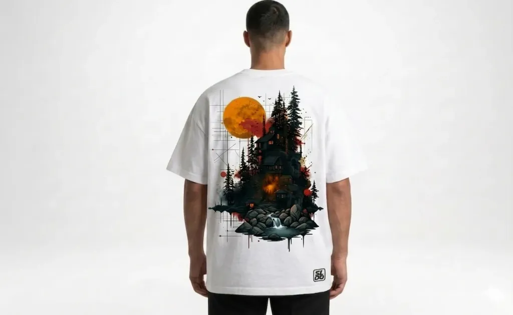 White Oversized Tshirt . Back Print