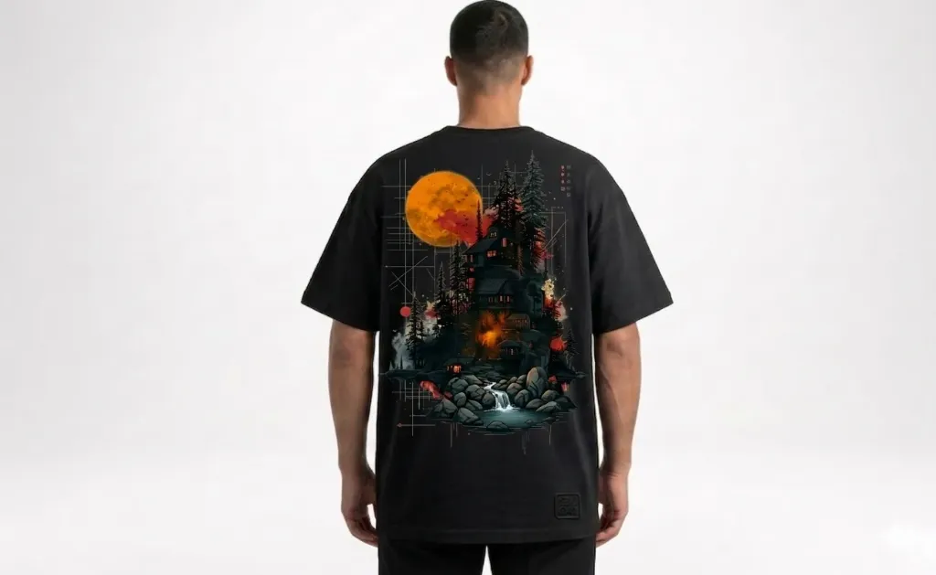 Black Oversized Tshirt . Back Print